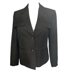 NWOT Kasper Blazer Women's 12P Dark Grey Two Button Front Notched Collar Lined